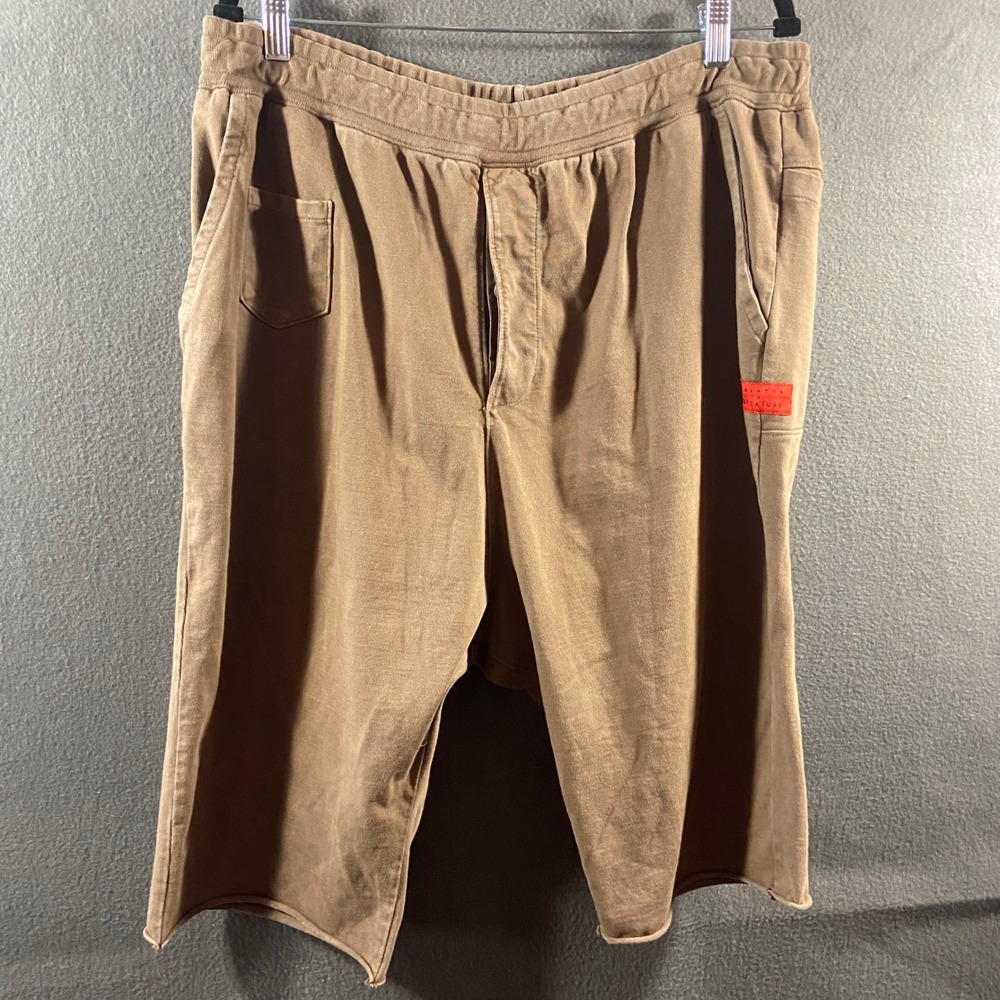 Drifter x Feature Sweat Shorts Mens XL Brown Cotton Raw Hem Fleece Streetwear